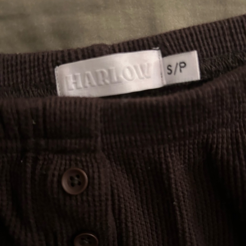 Harlow Chocolate Ribbed Button-Front Shorts - Picture 2 of 2